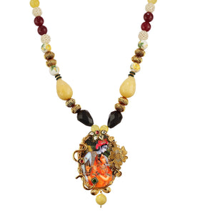 Antique Beaded Temple Design Pendant Mala Set