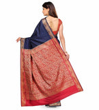 Navy Blue Valkalam Art Silk Saree