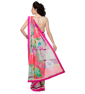 Multi-Color Faux Georgette Printed Saree