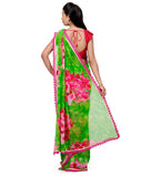 Parrot Green Faux Georgette Printed Saree