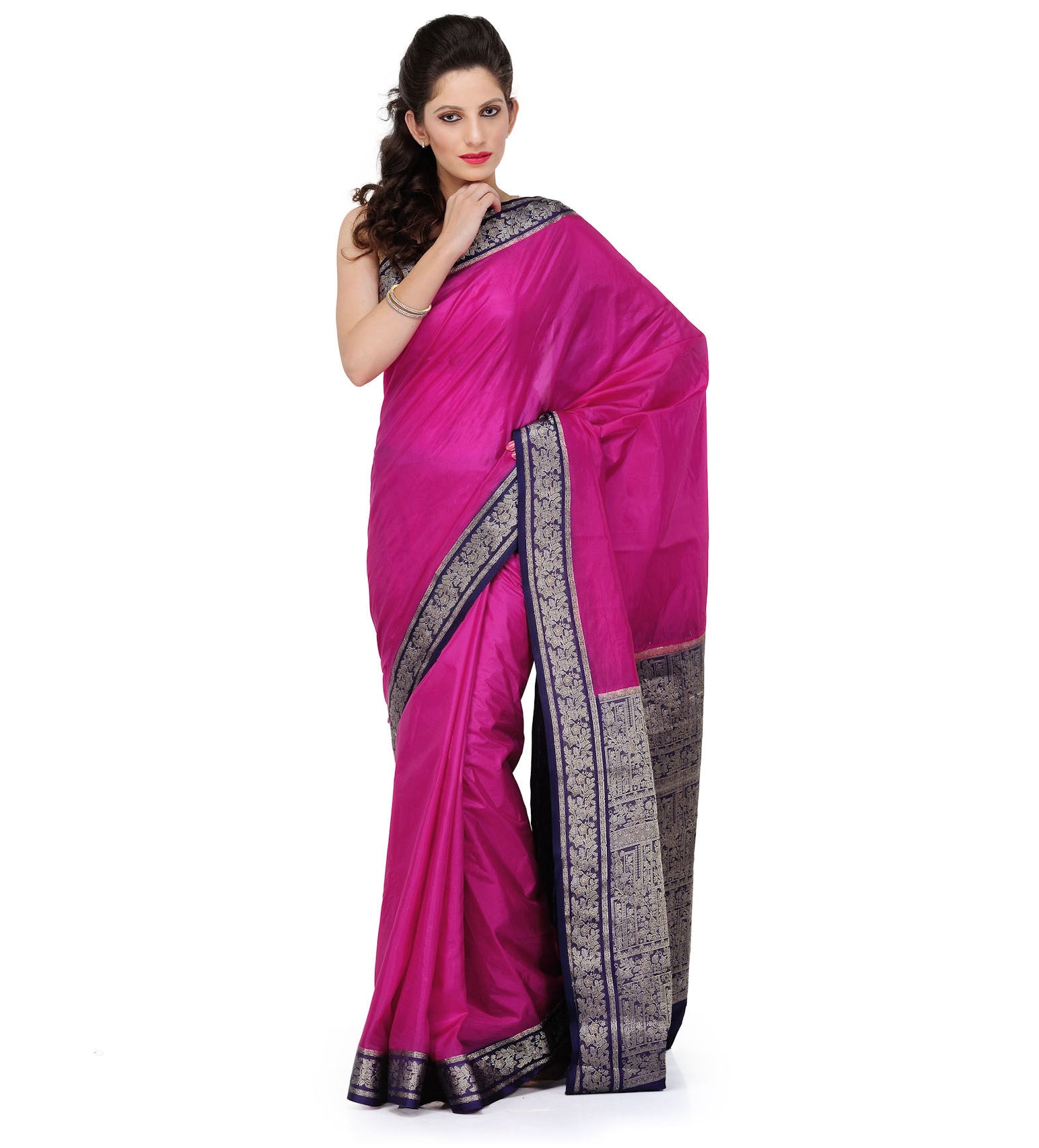 Dark Purple Dupion Silk Saree