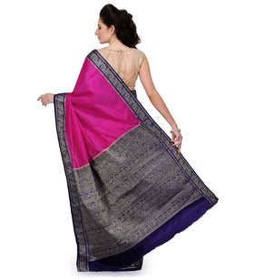 Dark Purple Dupion Silk Saree