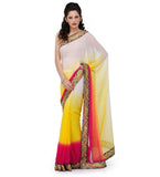 Off White Shaded Faux Chiffon Saree