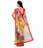 Yellow Faux Chiffon Printed Saree