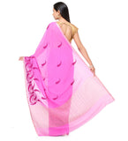 Pink Semi Chiffon Saree with Resham Work