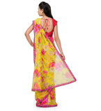 Yellow Faux Chiffon Printed Saree