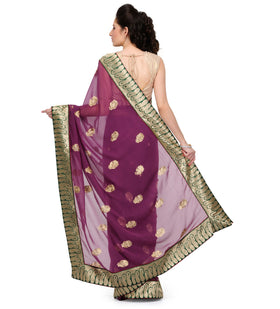 Dark Purple Faux Chiffon Saree