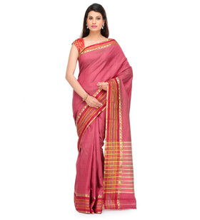 Plum Dupion Silk Saree