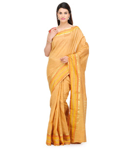 Mustard Dupion Silk Saree