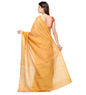 Mustard Dupion Silk Saree