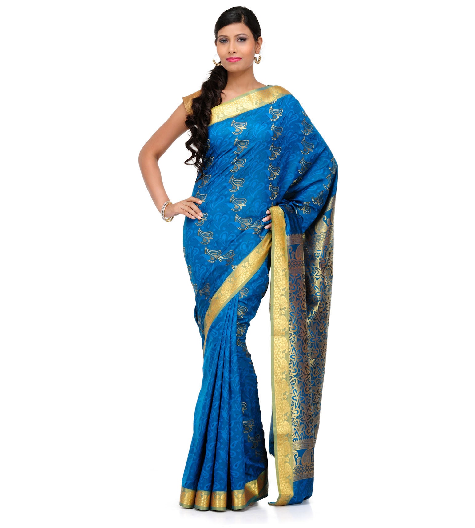 Dark Turquoise Art Silk Saree