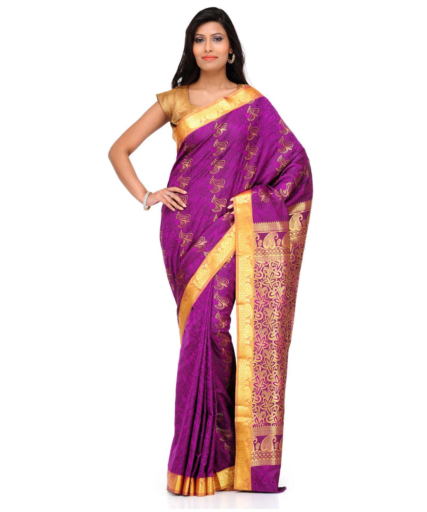 Violet Art Silk Saree with Zari Woven Border