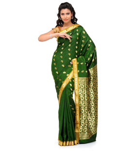 Green Art Silk Saree with Zari Woven Border