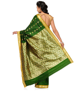 Green Art Silk Saree with Zari Woven Border