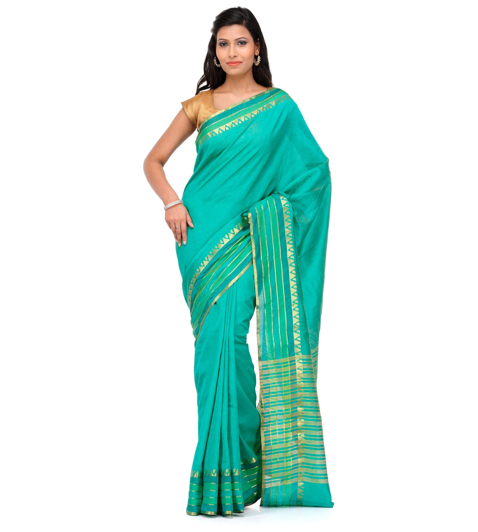 Emerald Green Dupion Silk Saree