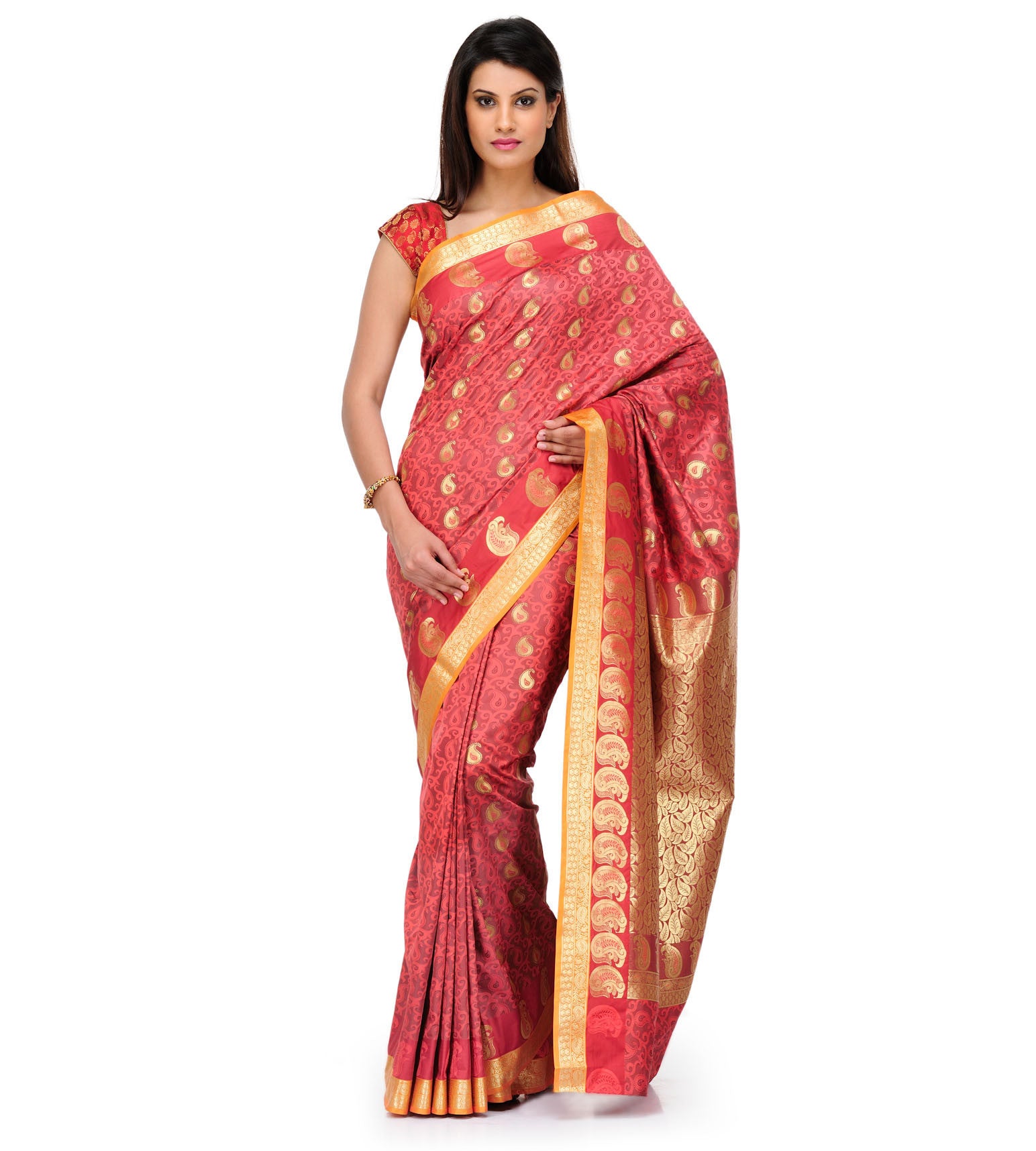 Pink Art Silk Saree with Zari Woven Border