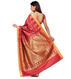 Pink Art Silk Saree with Zari Woven Border