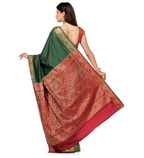 Dark Green Valkalam Art Silk Saree