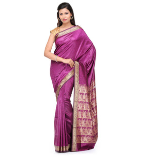 Dark Purple Resham Woven Art Silk Saree