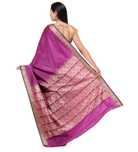 Dark Purple Resham Woven Art Silk Saree