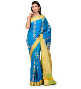 Turquoise Art Silk Saree