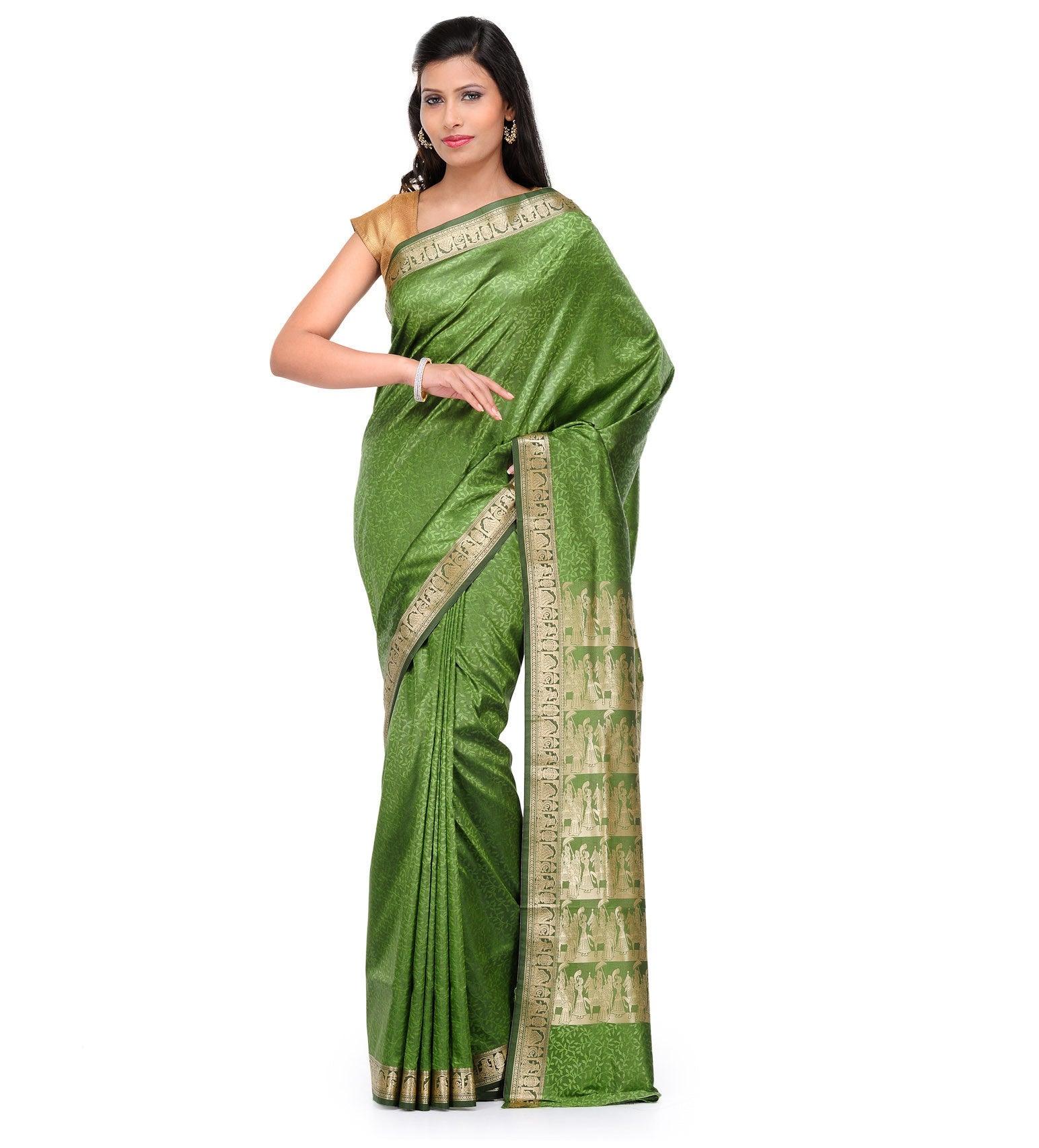 Green Resham Woven Art Silk Saree