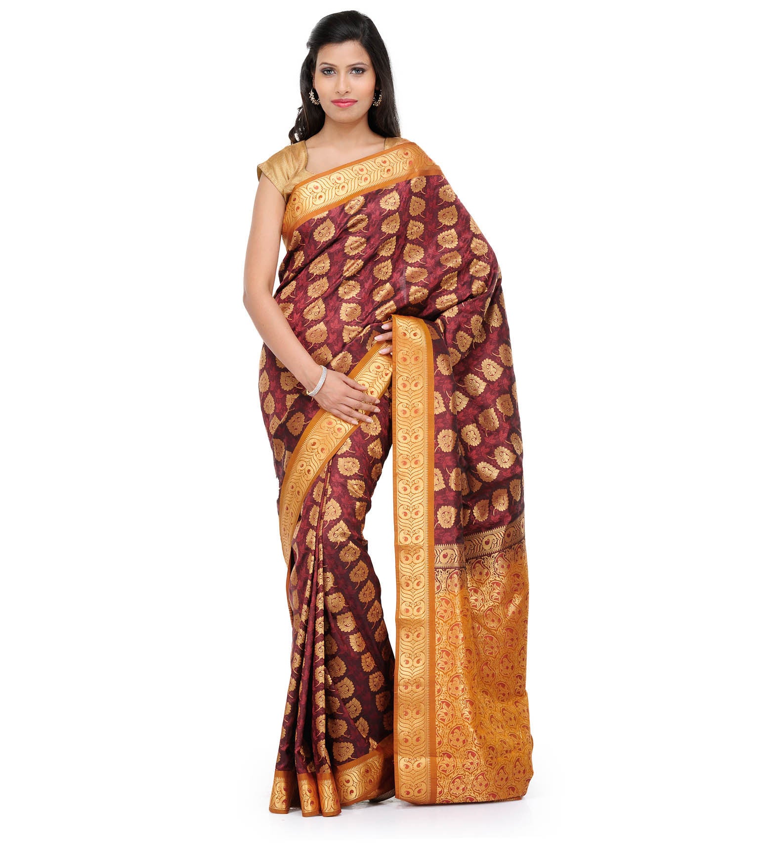 Dark Wine Art Silk Saree