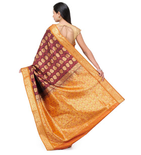 Dark Wine Art Silk Saree