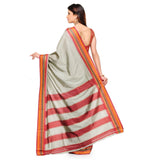 Grey Art Silk Saree with Temple Border