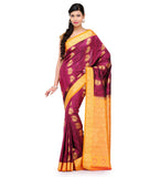 Dark Wine Art Silk Saree with Zari Woven Border