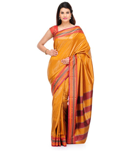 Golden Art Silk Saree with Temple Border