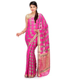 Magenta Viscose Saree with Zari Border