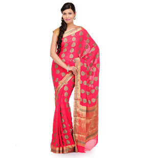 Rose Viscose Saree with Zari Border