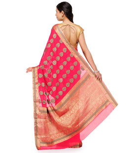 Rose Viscose Saree with Zari Border