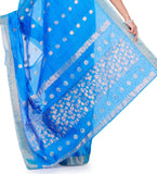 Turquoise Cotton Silk Saree