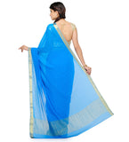 Turquoise Semi Chiffon Saree with Swarovski Work