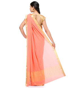 Peach Viscose Saree with Swarovski Work