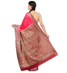 Pink Dupion Silk Saree with Zari Work