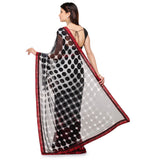 Black Faux Georgette Saree with Prism Print