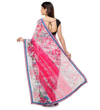 Off White Faux Georgette Printed Saree