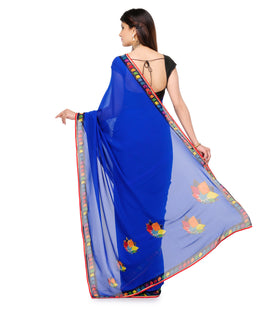 Royal Blue Faux Georgette Saree