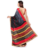 Black & Grey Semi Crepe Saree