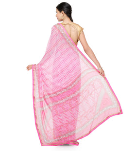 Pink Faux Georgette Saree with Digital Print