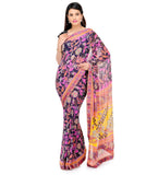 Navy Blue Faux Georgette Printed Saree