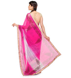 Magenta & Off White Shaded Faux Chiffon Saree