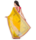 Yellow & Off White Faux Chiffon Saree