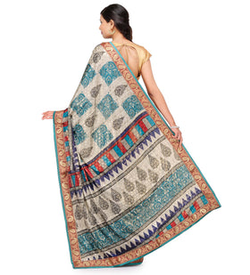 Grey Semi Crepe Saree with Digital Print