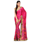 Magenta Semi Crepe Saree with Digital Print