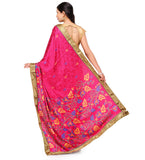 Magenta Semi Crepe Saree with Digital Print