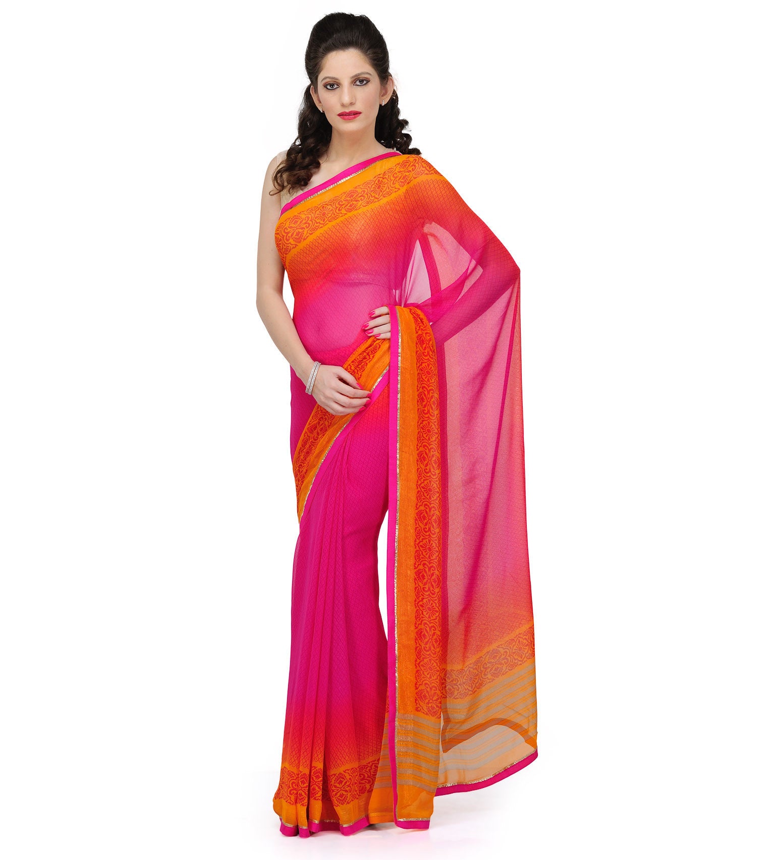 Magenta Shaded Faux Georgette Saree